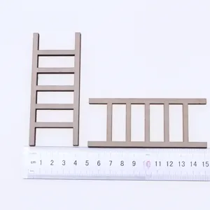 Miniature wooden ladder model for dollhouse DIY decoration, fairy garden micro landscape.