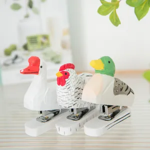 Agrafeuse en Bois Animale Créative Mignon Canard Oie Coq Flamant Rose Papeterie de Bureau Décoration de Bureau
