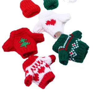 Mini doll knitted sweater set cute plush doll clothes winter festive outfits doll dress up accessories