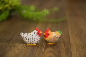 Figurines de coq et poule en bois faits main, jolie décoration de bureau pour la maison.
