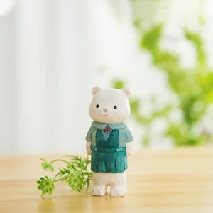 Handmade wooden animal figurine tabletop decor cute carved bear ornament for room desktop decor