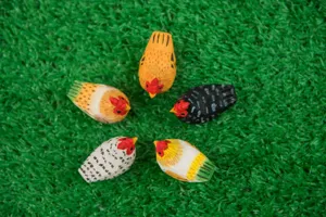 Ensemble de figurines de poulet en bois, décoration d'animaux peinte pour la maison.