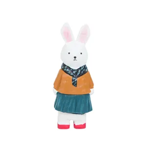 Cute wooden rabbit animal figurine desktop ornament home decor gift for kids bedroom display