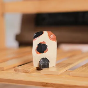 Handmade wooden cat animal figurine cute desktop ornament mini wooden carved gift decoration