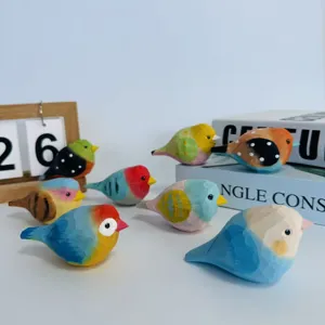 Handcrafted wooden little bird figurines for desktop decoration, cute gifts and toys.