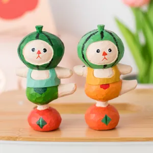 Handmade wooden fruit figurine desktop ornament cute creative home decoration cute doll decor