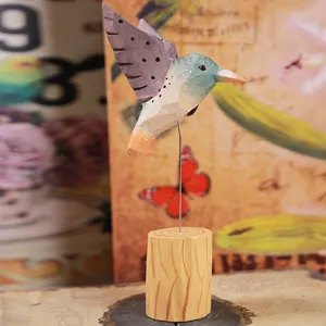 Handmade carved wooden hummingbird desktop ornament creative home decor gift item
