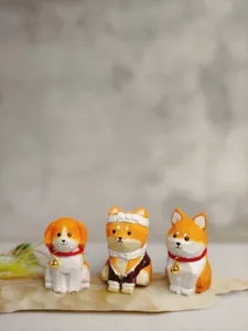 Handmade wooden carved cute dog desktop ornaments cartoon animal figurines gift for home.