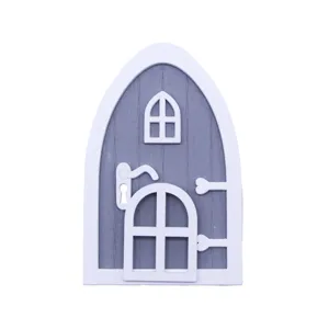 Miniature houten elfen deur poppenhuis accessoire schattige tuindecoratie micro landschap