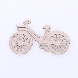 Wooden bicycle dollhouse miniature craft DIY hand painting decorative wooden chipboard piece