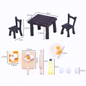 Schattige miniatuur poppenhuis keuken eettafel en voedsel model accessoires set voor poppen