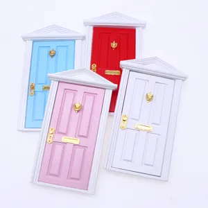 Modèle de porte pointue de maison de poupée miniature, mini portes de fée colorées avec poignées