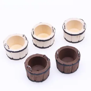 Miniature wooden bucket model dollhouse furniture micro scene shooting props DIY decor