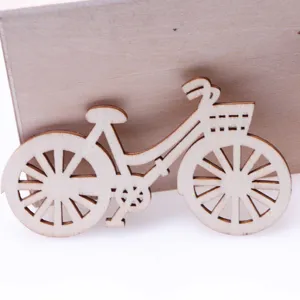 Wooden bicycle cutout for dollhouse miniature DIY craft and handmade decoration detail.
