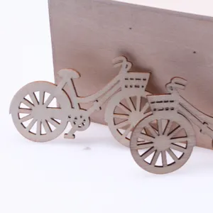 Wooden bicycle miniature dollhouse decor DIY craft painting accessory for children