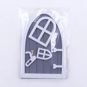 Miniature houten sprookjesdeur poppenhuis accessoire grijs wit micro landschap foto rekwisiet