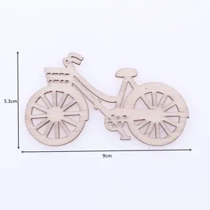 Wooden bicycle dollhouse miniature craft DIY painting toy wooden decoration patch 9cm.