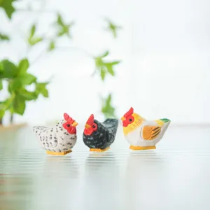 Ensemble de figurines de poulet en bois sculpté, joli décor de bureau pour votre maison.
