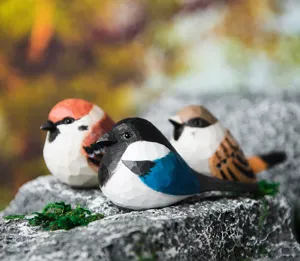 Ornement de sculpture d'oiseau en bois fait main figurine mignonne décoration maison