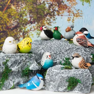 Handmade Wooden Bird Figurine Cute Animal Desktop Ornament Carved Home Decor Wooden Bird Sculpture Craft Gift