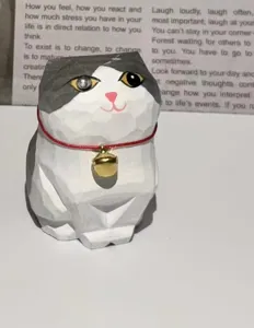 Handmade wooden cat figurine desktop car decoration healing gift cute pet ornament decor