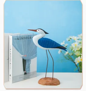 Wooden wading bird figurine Nordic modern desktop ornament home office creative decor craft