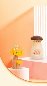Hand carved wooden mushroom ornament cute desktop craft detail view home decoration gift