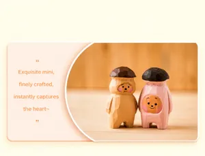 Handcrafted wooden mushroom figurine cute desktop ornament creative home decor gift item.