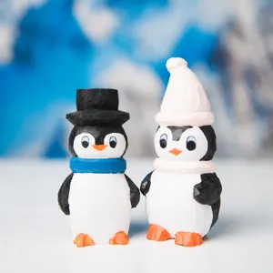 Handmade wooden penguin figurine ornament, cute desktop decoration gift for kids and home.