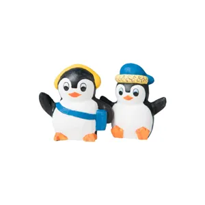 Wooden penguin figurine set cute handmade toy desktop decor gift collection ornament