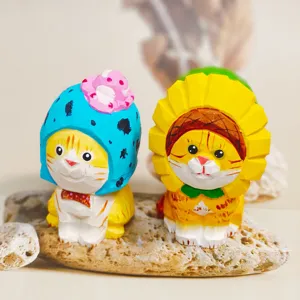 Handcrafted wooden cat figurine creative desktop ornament birthday gift wooden animal decor