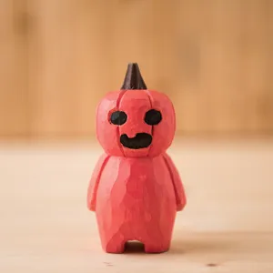 Handcrafted wooden carved pumpkin figurine cute desktop office decor creative gift ornament