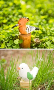 Handmade wooden bird figurine cute animal ornament for home desktop decor and kids gift.