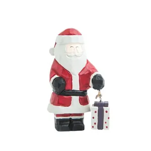 Wooden Christmas Santa Claus Figurine Desktop Ornament Holiday Gift Festive Decoration