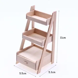 Miniatur Holz Aufbewahrungsregal Puppenhaus Garten Ornament Mehrstufiger Pflanzenständer Minimalistisch Desktop Holz Display Ständer
