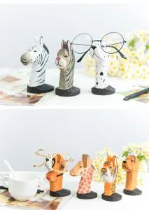 Handcrafted wooden animal eyeglass holder desk stand cute spectacle display home decor