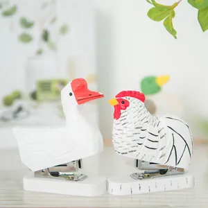Agrafeuse en forme d'animal en bois canard coq papeterie de bureau décoration mignonne