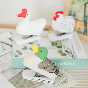 Mignon agrafeuse en bois animal de bureau décoration canard coq oie papeterie créative