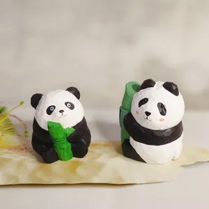 Hölzerne Panda Figur Handgeschnitztes Tier Holzdeko Cartoon Geschenk Anhänger Deko