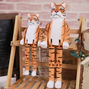 Handgefertigte hölzerne Tiger Figur Set, Gelenktier Statue für Bürodekoration Kindergeschenk.
