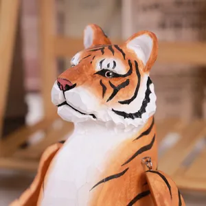 Handgemachte Holz Tiger Figur Skulptur Desktop Dekoration glückverheißendes Ornament