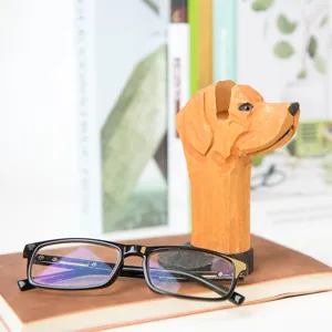 Handmade wooden dog glasses holder, cute animal spectacle stand desk organizer and home decor.