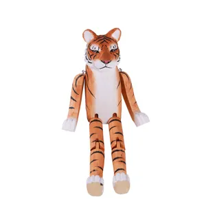 Handgemachte hölzerne Tigerfigur Ornament, bewegliche Gliedmaßen, süßes Schreibtischdekor.