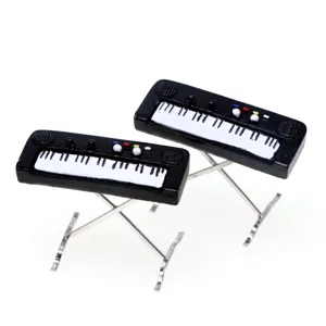 Puppenhaus Miniatur elektronische Klavier Modell mit Ständer Spielzeug Mikrolandschaft Requisite.