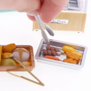 Dollhouse Miniature Food Toy Simulation Bread Basket BBQ Tray Photography Prop