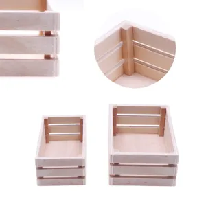 Modèle de Panier de Rangement en Bois Miniature pour Maison de Poupée Mini Supermarché Récipient de Nourriture Décoration