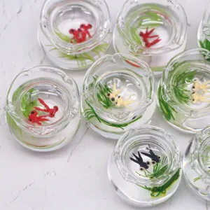 Dollhouse Miniatur Glas Goldfisch Fischglas Modell Zubehör für Mikrolandschaft Puppenhaus Dekoration Spielzeug