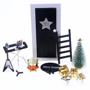 Puppenhaus Miniatur Weihnachten Musik Szene Set elektronische Klavier Gitarre Deko Set