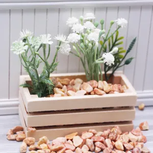 Panier de rangement en bois miniature maison de poupée fleur déco artisanat accessoire paysage