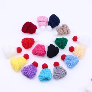 Mini Knitted Wool Hat DIY Hair Clip Accessory Cute Small Pom Pom Knit Hat Handmade Craft Decoration Jewelry Making